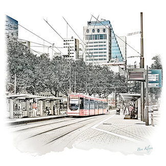 Coolsingel tram - Rotterdam | Vintage poster | 30x30 cm