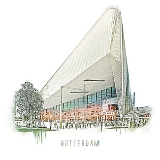 Rotterdam | Poster | Centraal station 2 | Vintage |
