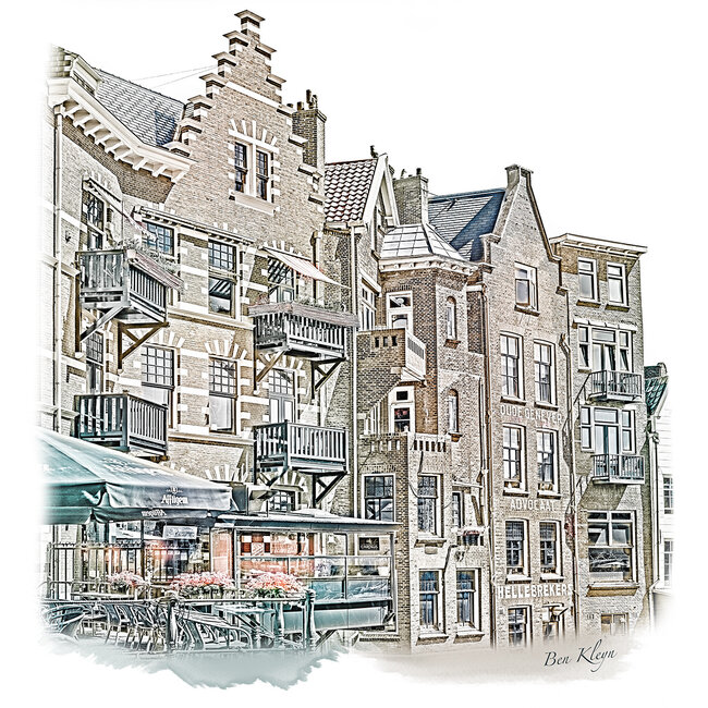 Delfshaven 3 - Rotterdam | Vintage poster | 30 x 30 cm