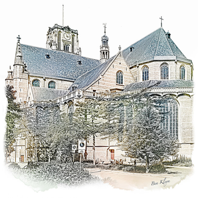 Laurenskerk - Rotterdam | Vintage poster | 30 x 30 cm