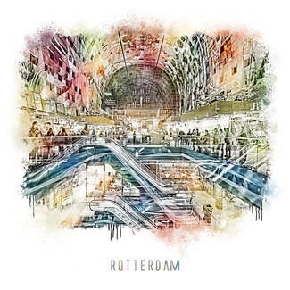 Markthal 3 - Rotterdam | Vintage Poster | 30 x 30 cm