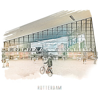 Rotterdam | Poster | Centraal station 4 | Vintage |30x30