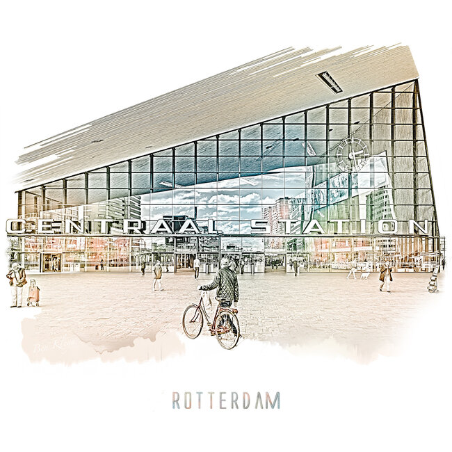 Rotterdam | Poster | Centraal station 4 | Vintage |30x30