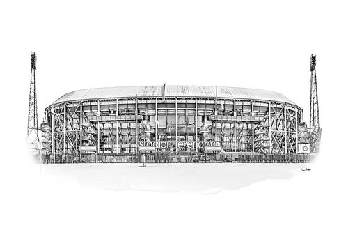 Ben Kleyn Rotterdam | Poster | De Kuip | Vintage zwart wit | 70x50
