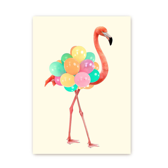 Flamingo met ballonnen