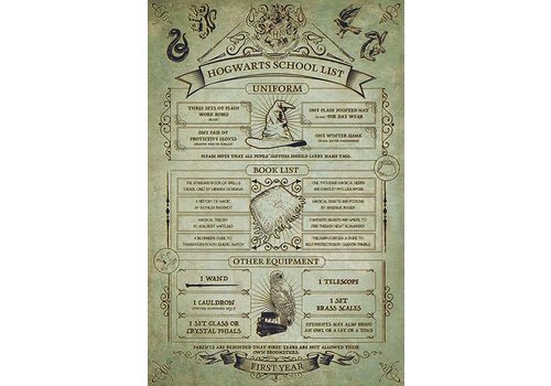 Poster Harry Potter - Hogwarts school list