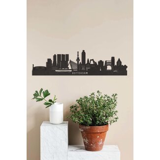 Cityshapes Detail skyline Rotterdam - zwart MDF 90cm