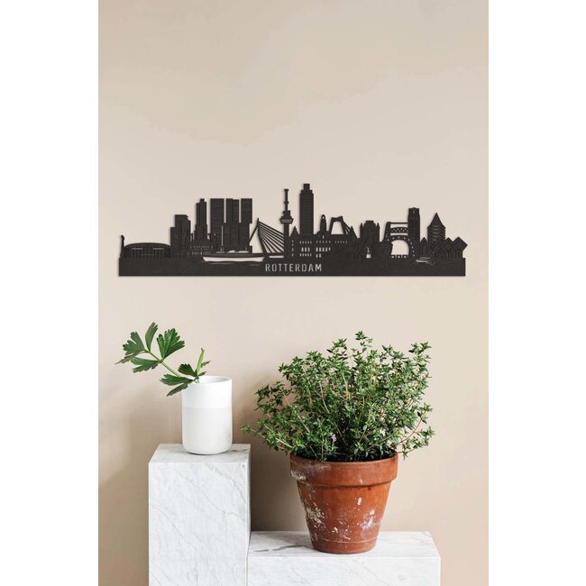 Cityshapes Detail skyline Rotterdam - zwart MDF 90cm