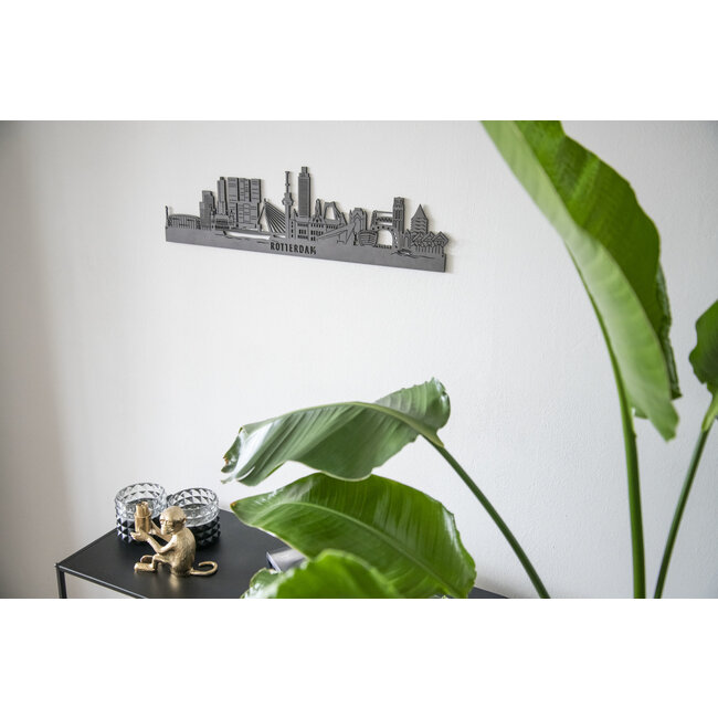 Cityshapes Detail skyline Rotterdam - zwart MDF 90cm