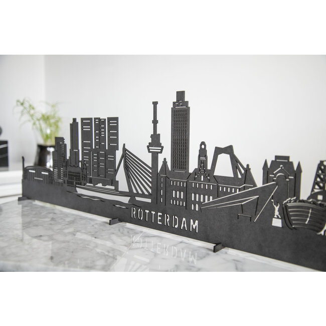 Cityshapes Detail skyline Rotterdam - zwart MDF 90cm