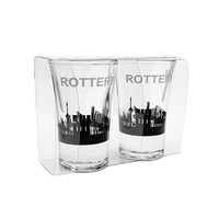 Set borrelglaasjes met Rotterdamse skyline