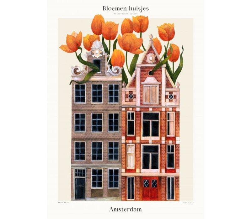 Matos - Bloemen huisjes - Amsterdam | 30x40cm