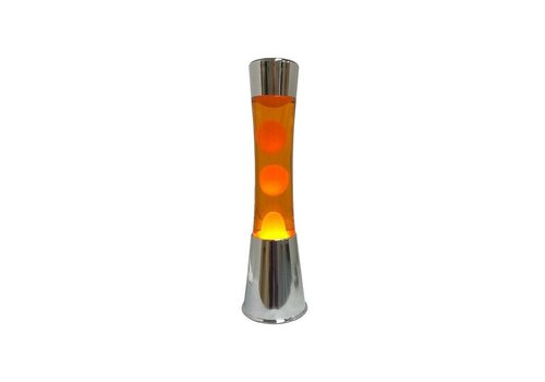 Lamp Lava - Chrome metal base / orange liquid / orange lava