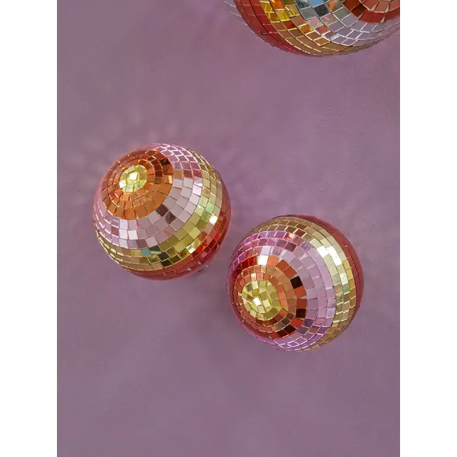 Disco Ball with Stripes and Gold - Medium | 15cm