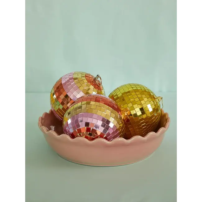 Disco Ball with Stripes and Gold - Medium | 15cm