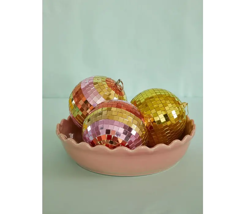 Disco Ball with Stripes and Gold - Medium | 15cm