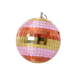 Disco Ball with Stripes and Gold - Medium | 15cm