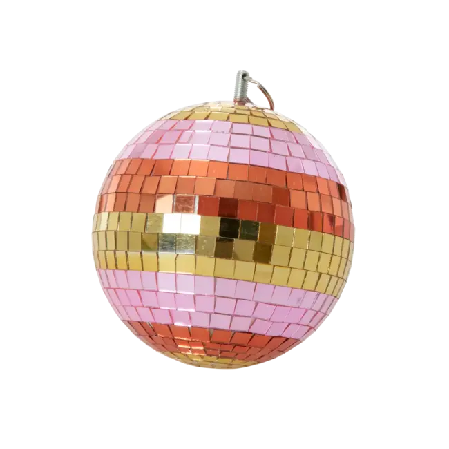 Disco Ball with Stripes and Gold - Medium | 15cm