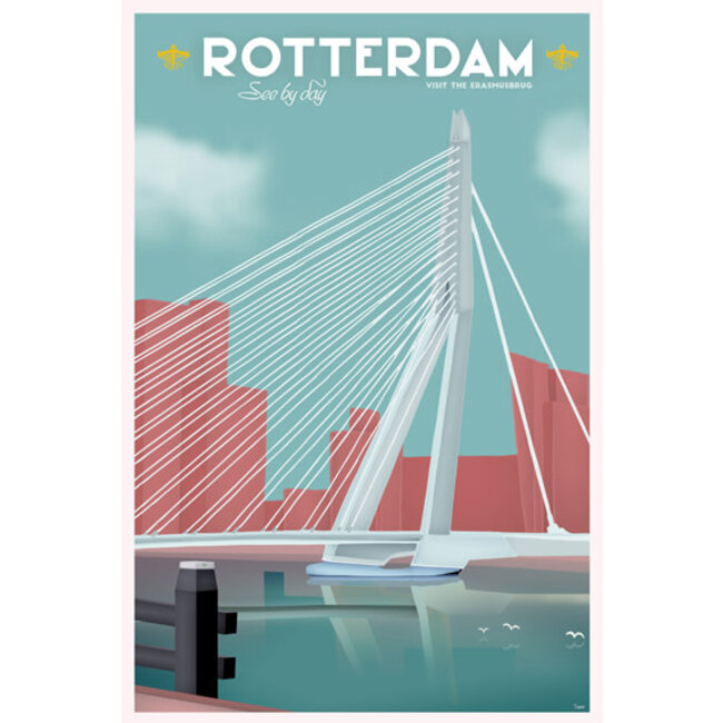 Louissons Rotterdam | Erasmusbrug (overdag) | 30x20cm | Poster