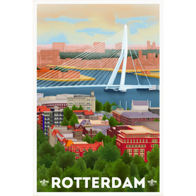 Louissons Rotterdam | Erasmusbrug (overview) | 30x20cm | Poster