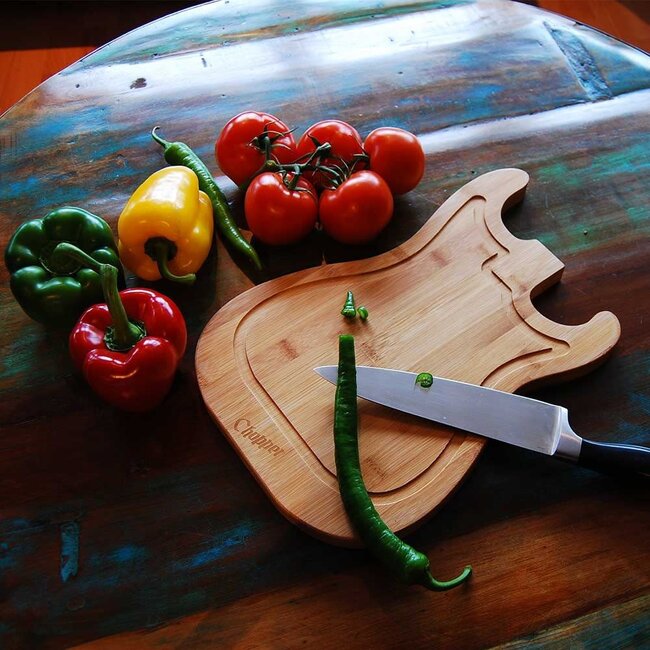 mikamax Guitar cutting board | Gitaar snijplank | Gitaarvormige serveerplank | Muziek thema | Keuken snijplank