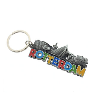 Sleutelhanger Rotterdam tin met kleur