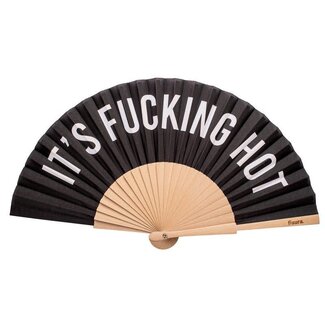 Fisura Hand waaier Wood & Textile ''fucking hot'' black