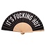 Fisura Hand waaier Wood & Textile ''its fucking hot'' black