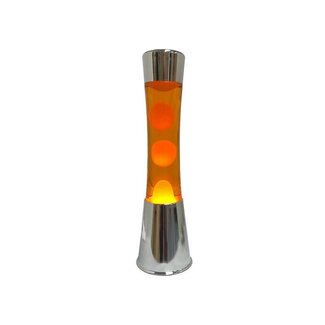 Fisura Lamp Lava - Chrome metal base / orange liquid / orange lava