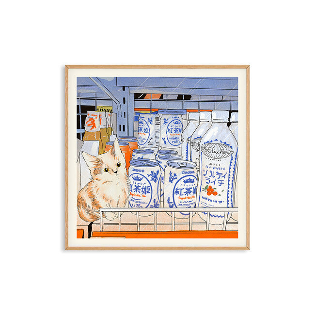 PSTR Studio Enikő Eged - Bodega Cat Drinks 40x40 cm | Poster