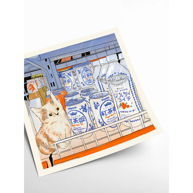 PSTR Studio Enikő Eged - Bodega Cat Drinks 40x40 cm | Poster