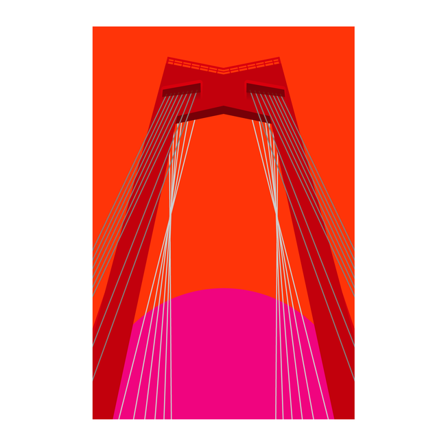 Stukje Rotterdam Willemsbrug poster 30x40cm
