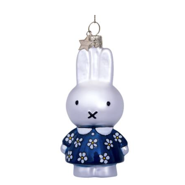 Vondels Decoratie Nijntje Blue Flower Dress | H11cm | Kerst ornament | Kerstbal | Vondels | Miffy
