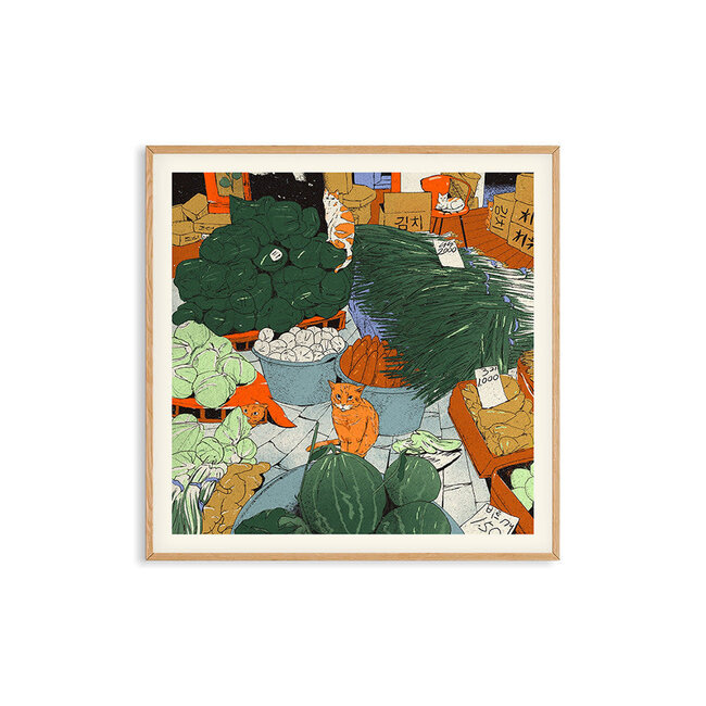 PSTR Studio Enikő Eged - Bodega Cat Market 40x40 cm | Poster | Art Print | PSTR Studio