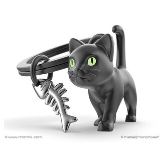Sleutelhanger Zwarte kat met graat
