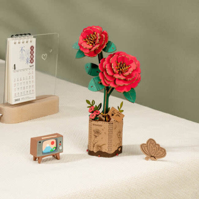 Bloem Red Camelia | Bouwpakket | Bouwset | Miniatuurset | DIY | Modelbouwpakket