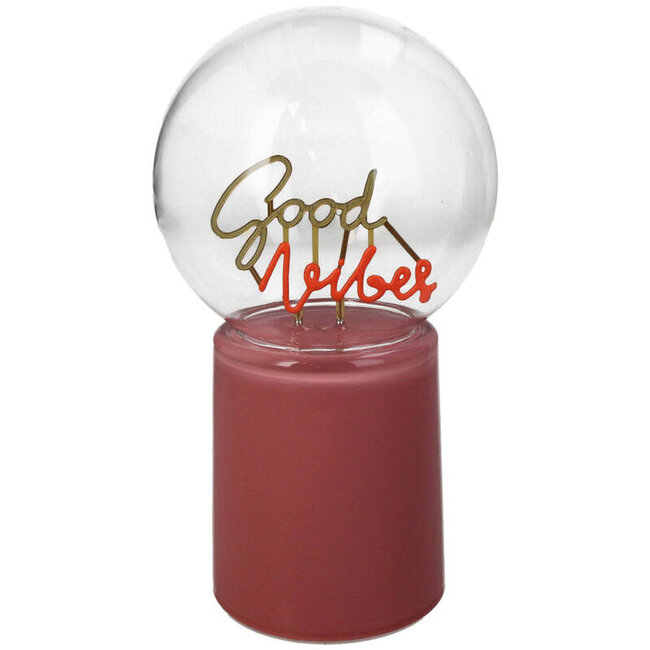Ornament Good Vibes LED Glas Perzik 21cm