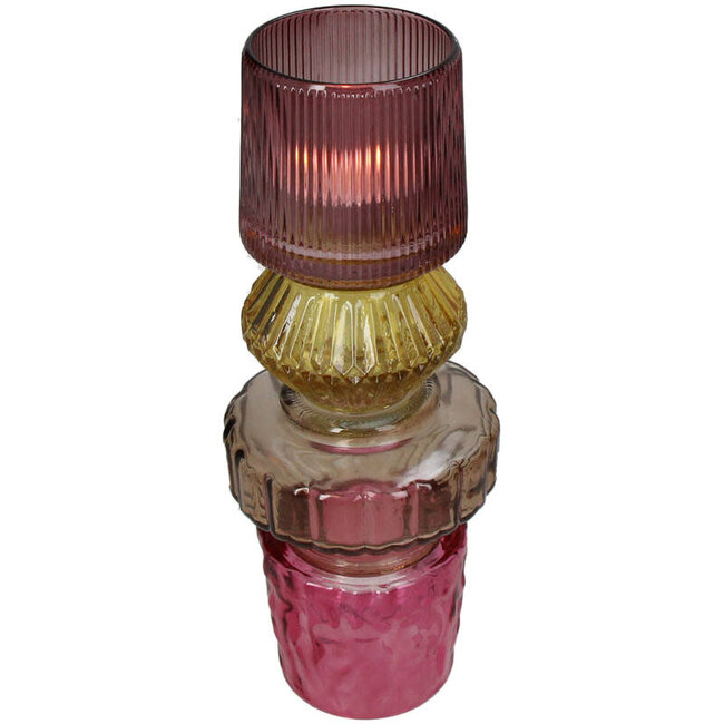 Kaarsenhouder Glas meerkleurig 26cm