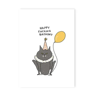 Eatmielies Kaart Angry cat balloon birthday
