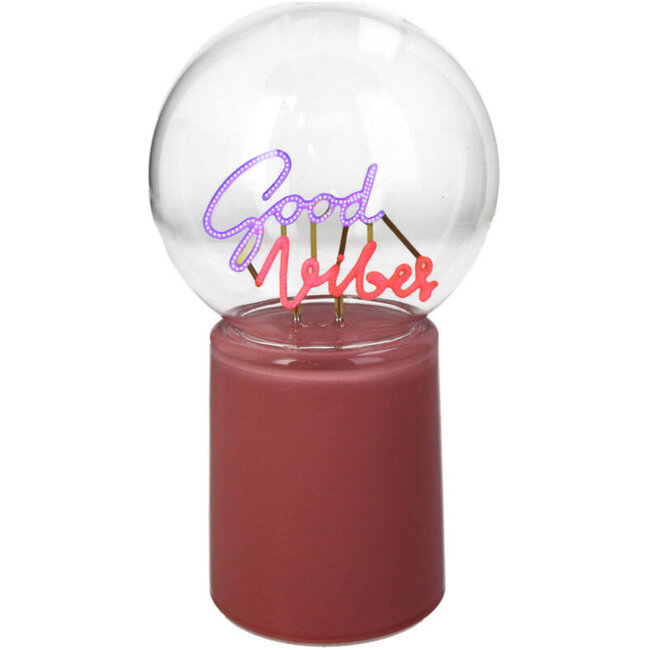 Ornament Good Vibes LED Glas Perzik 21cm