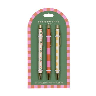 A Dopo pennenset van 3 pennen | Flower Stripe Lemon