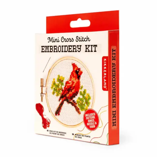 Kikkerland Mini borduurwerkje Kardinaal vogel | Borduurwerkje