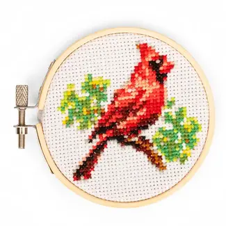 Kikkerland Mini embroidery Kardinaal vogel