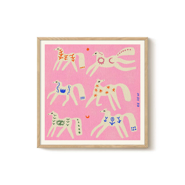 PSTR Studio Enikő Eged - Folk Horses 40x40 cm | Poster