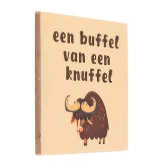 Tegeltje buffel van een knuffel