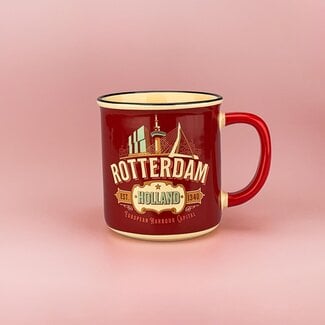 Beker vintage City Rotterdam rood small