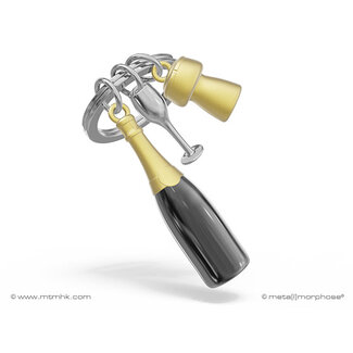 Sleutelhanger Champagne fles zwart