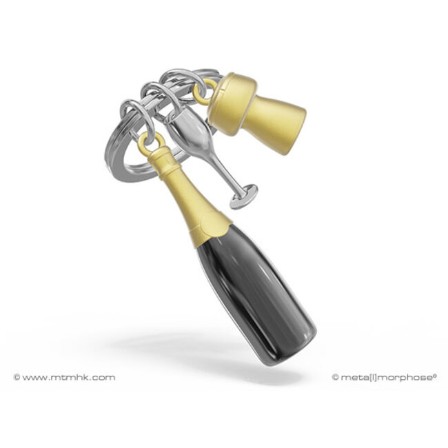 Sleutelhanger Champagne fles zwart
