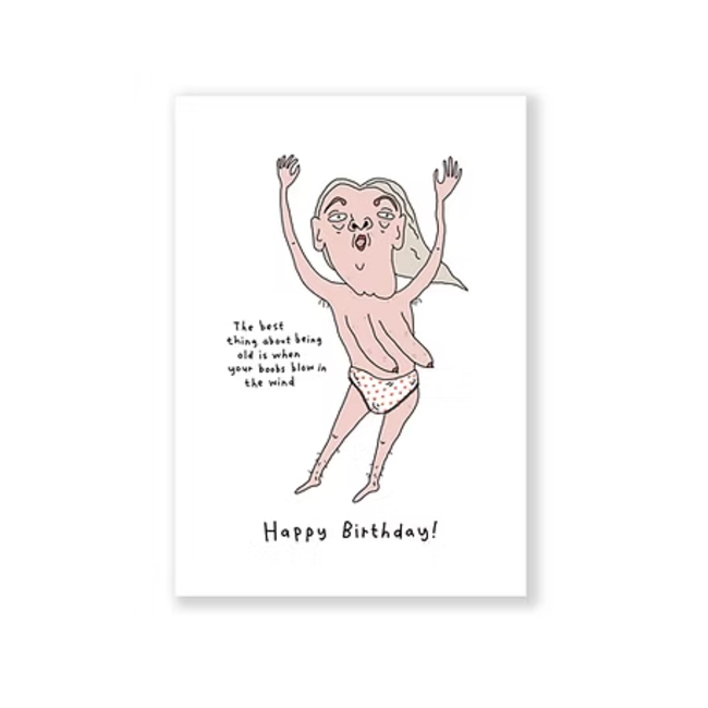 Eatmielies Kaart - Boobs blow in the wind Happy Bday