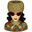 Vaas Fashion Lady met bontmuts 24x16x28.5cm